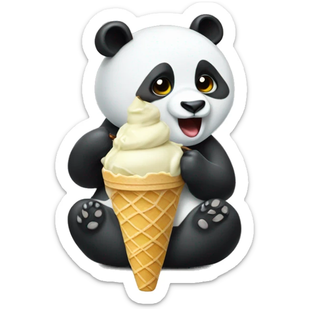 Panda eating ice cream sticker