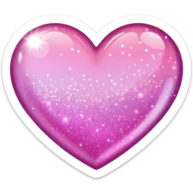 glitter heart in shades of only pink that ombres sticker