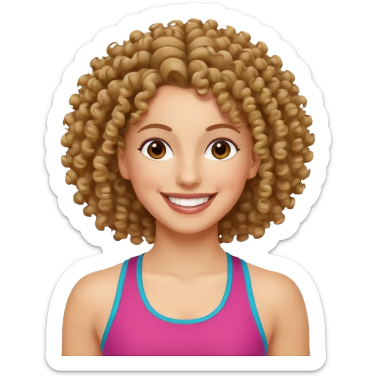 kıvırcık saçlı beyaz tenli zumba hocası sticker