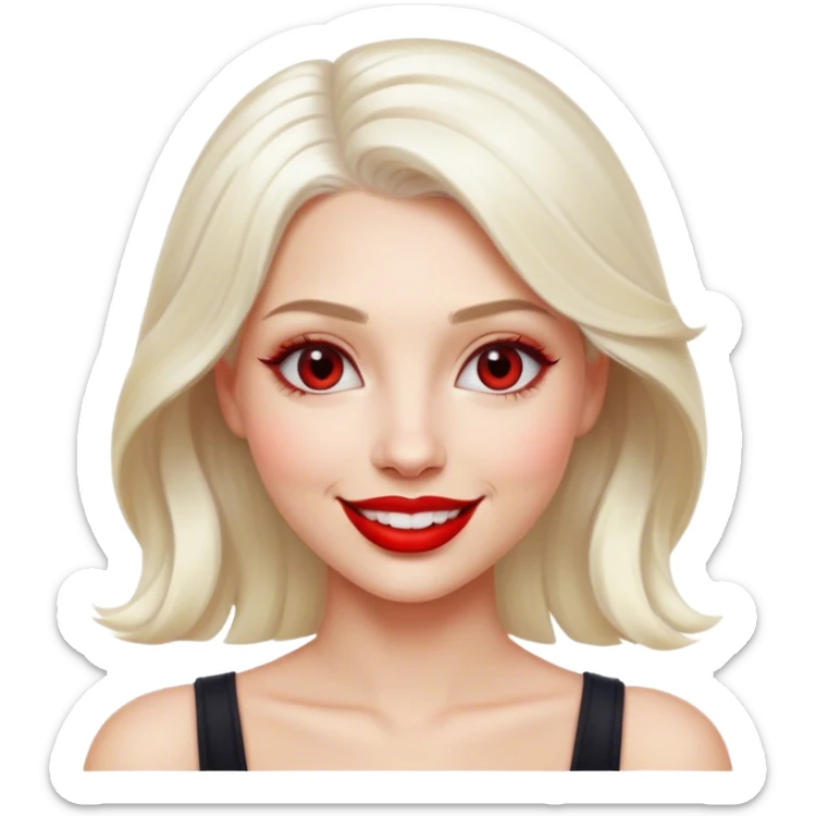 Cinematic Realistic Marilyn Monroe Emoji, featuring a glamorous, high-detail portrayal of the legendary Hollywood star. Her iconic platinum curls, radiant smile, and signature red lips are illuminated by dramatic, vintage-style lighting, evoking the timeless allure of classic cinema. sticker