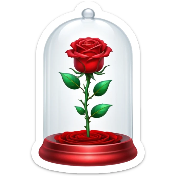 The glittering enchanted rose from “Beauty and the Beast” in its glass bell  sticker