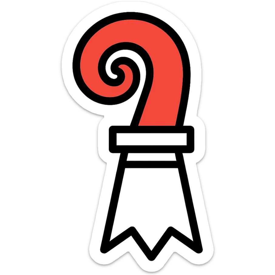 Swiss canton Basel-Stadt flag, black crozier, white field, modern flat icon, no text sticker