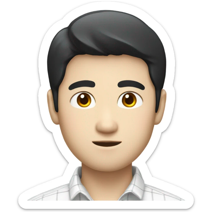 man from japan with white skin and black hair, wear casual shirt , closeout face sticker