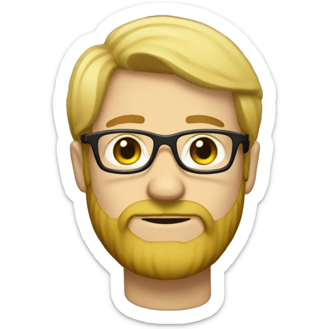 Create a  illustrations of a person with blond hair, glasses, and a beard. sticker