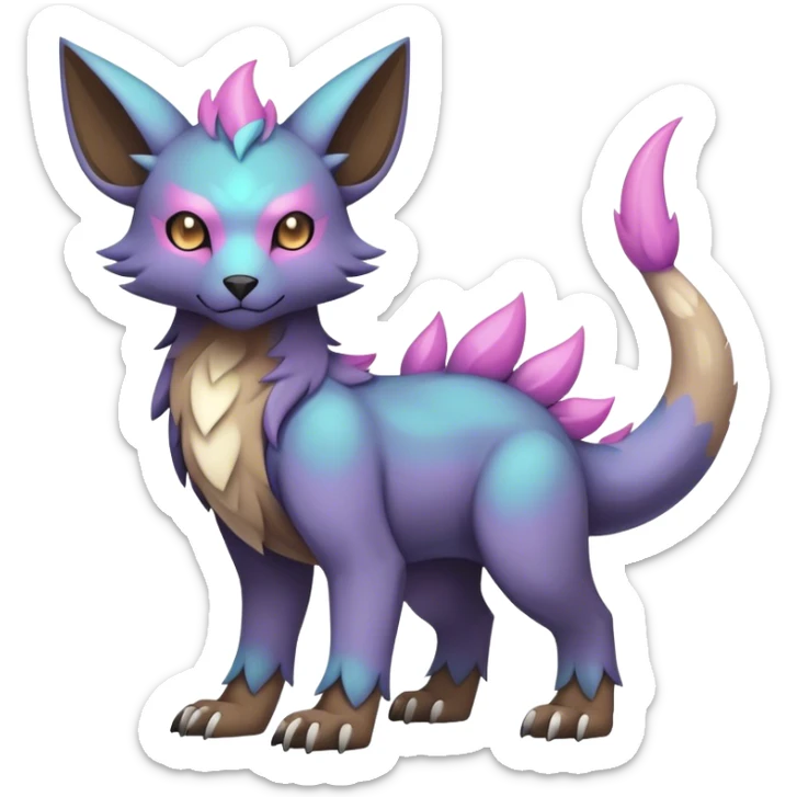 cool colorful dark pastel edgy fantasy animal hybrid Fakemon full body sticker