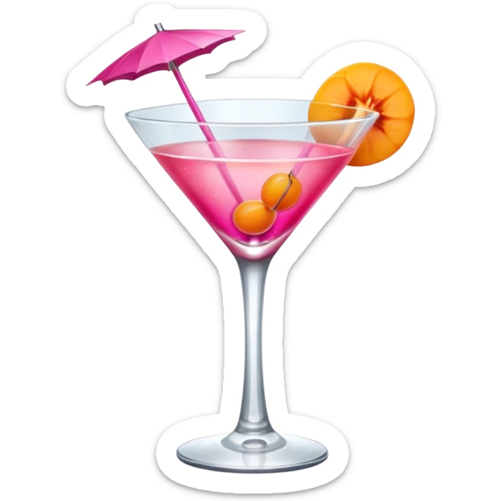 cocktail drink hot pink with an apricot skinny glass  sticker
