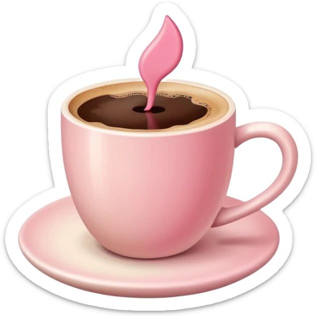 pastel beige and pink palette, lipstick a cup of coffee, a lipstick mark on the edge of the cup, soft grain texture, minimal flat design, no background, cozy pinterest vibe sticker