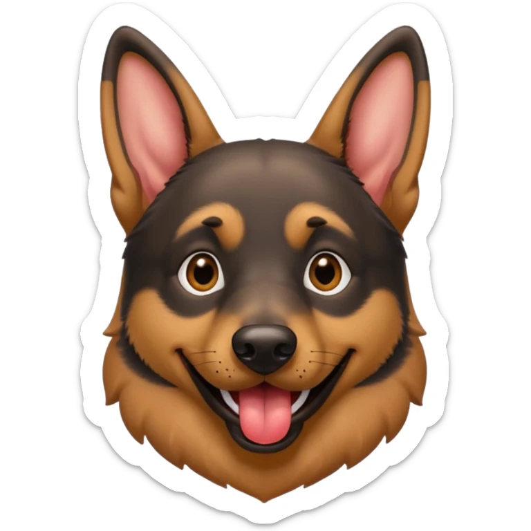 cartoon style dark German Shepherd dog with its tongue hanging out long sticker