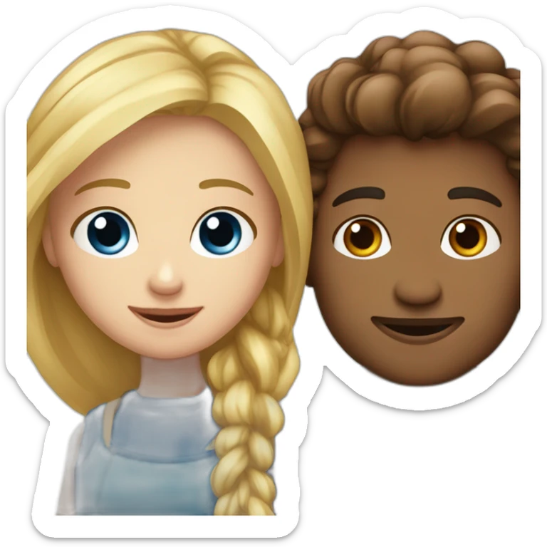 Couple - Garçon blond aux yeux bleus avec fille blonde aux yeux marrons  sticker