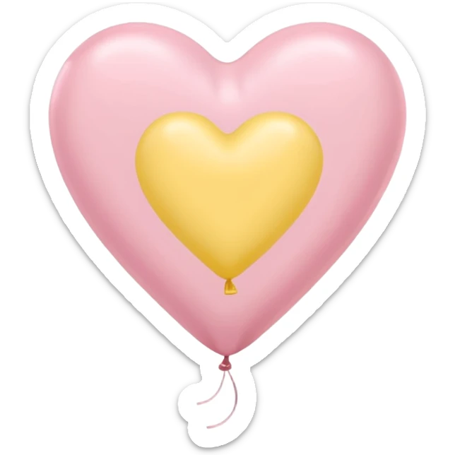 The heart is a balloon in soft pink, beige and yellow pastel light sticker