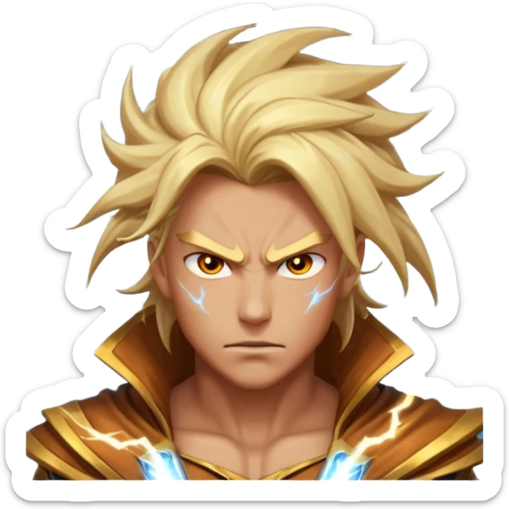 storm rider portrait, head and shoulders only, wind-swept hair, crackling lightning aura, storm clouds swirling behind, intense glowing eyes, epic fantasy vibe, 3D cartoon, mobile game icon style, clean background, no text, no watermark
 sticker