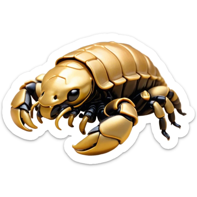 Meme-Worthy Cute Sleeping Emperor Scorpion Portrait Emoji, Head resting peacefully with a contented smile, showcasing a robust build and a luxuriously soft, textured exoskeleton, eyes gently closed in a serene, restful repose, Simplified yet hilariously adorable features, highly detailed, glowing with a soft, drowsy light, high shine, relaxed and utterly lovable, stylized with an air of playful laziness, soft glowing outline, capturing the essence of a sleeping scorpion that feels destined to become the next viral sensation of adorable rest! sticker