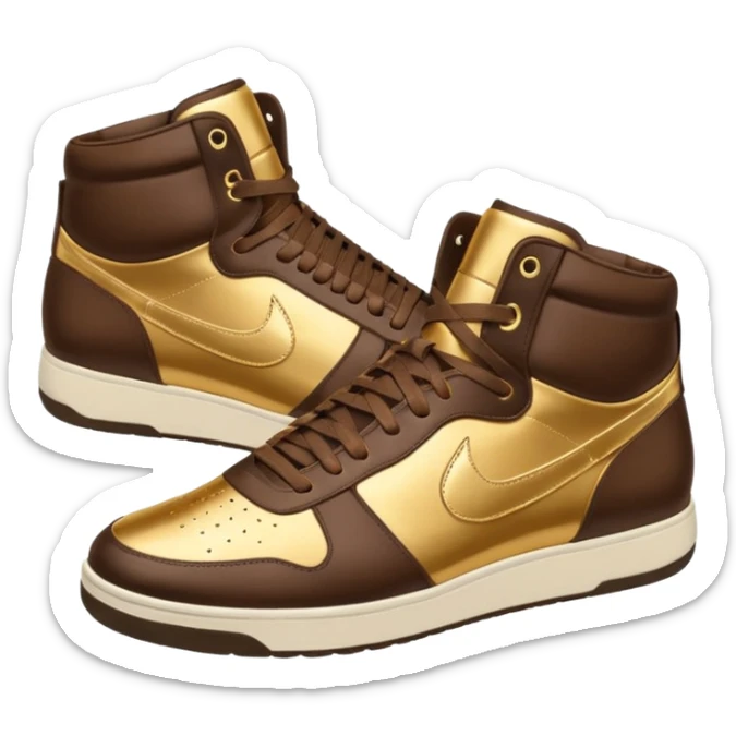 Metallic 24k gold and mocha brown womens stylish sneakers sticker
