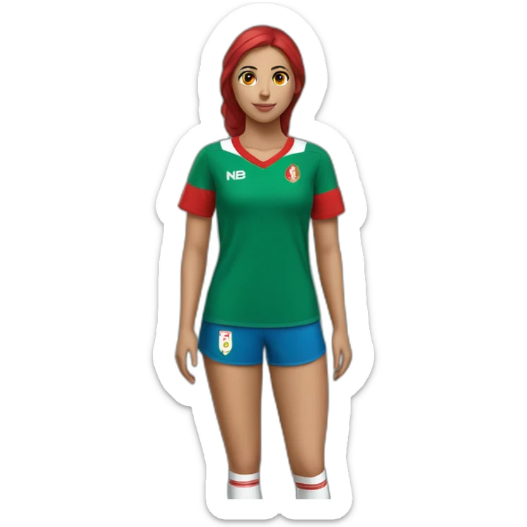 une femme marocaine avec le maillot de foot rouge du maroc sticker