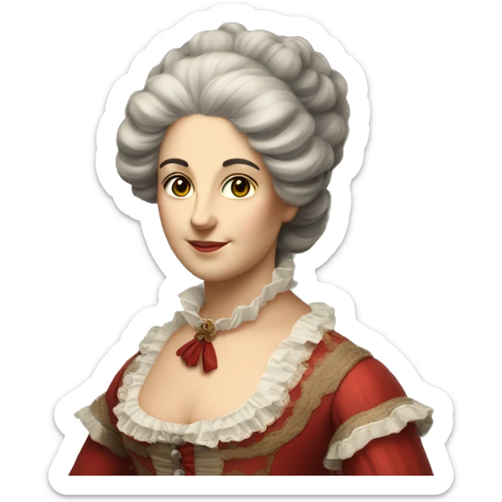 18th century Italian aristocratic young lady with grey hair and red dress with brown fur trim sticker