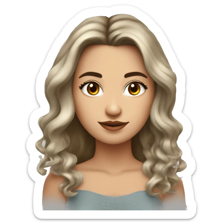 Mujer de piel blanca con pelo lacio a la altura de los hombros , su pelo color sea balayage. De ojos marrones  sticker