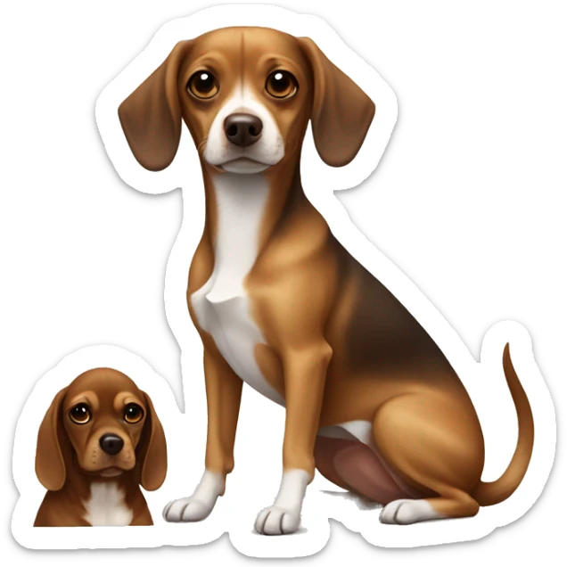 Brown and white Chihuahua and all brown bloodhound best friends sticker