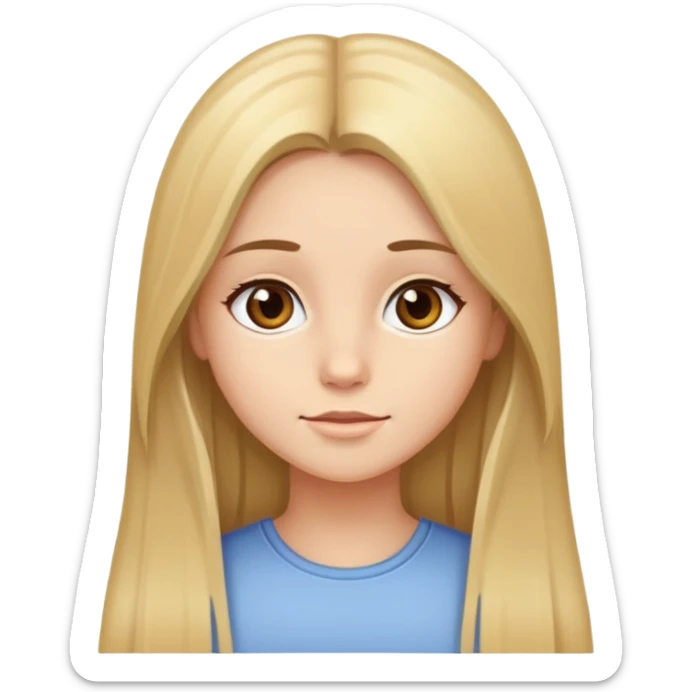 blond-brown hair, straight hair, long hair, brown eyes girl sticker