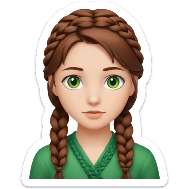 D’une fille au yeux vert avec les cheveux marron mode tresse collée et voilà  sticker