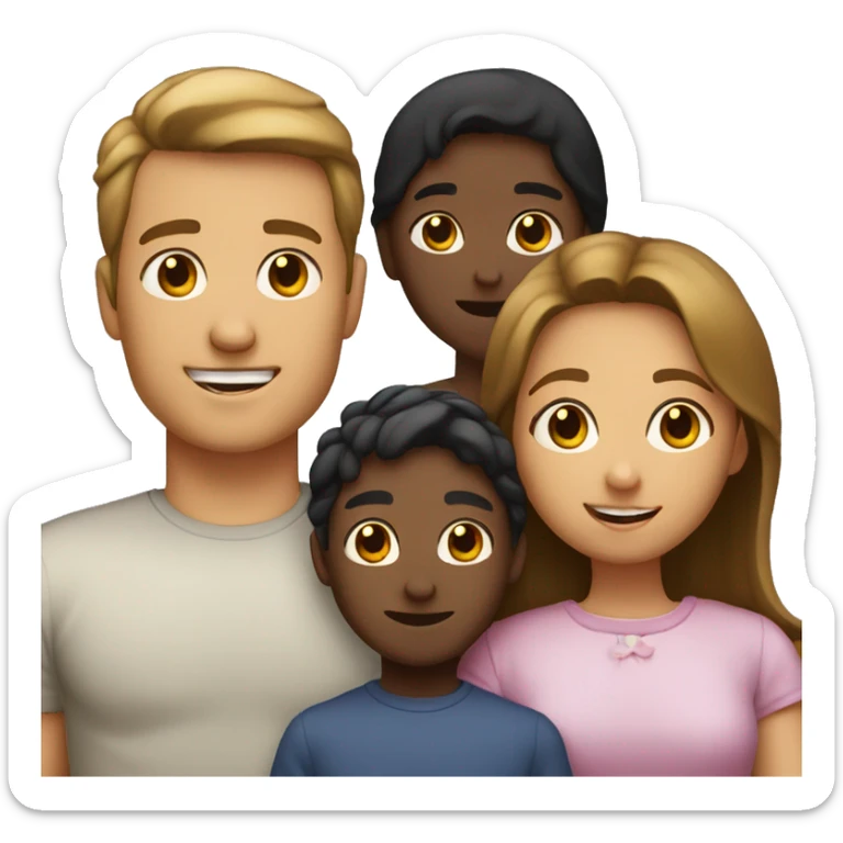 Family with 1 father, 1 mother, 2 sisters and 1 brother sticker