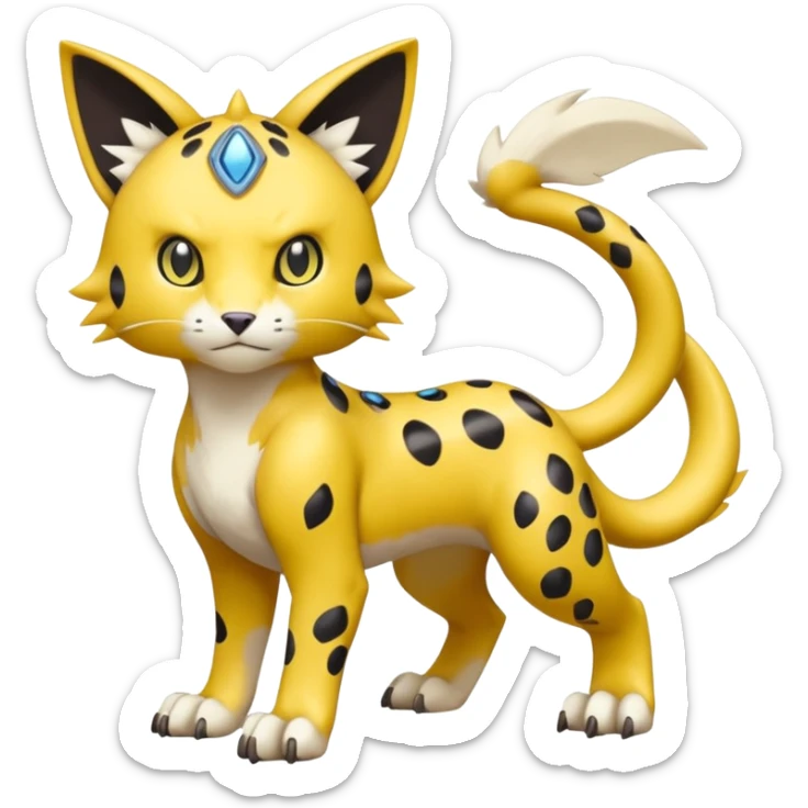 Baihumon-Gatomon-Liepard-Pokémon-Fakémon-Digimon-hybrid-fusion, full body sticker