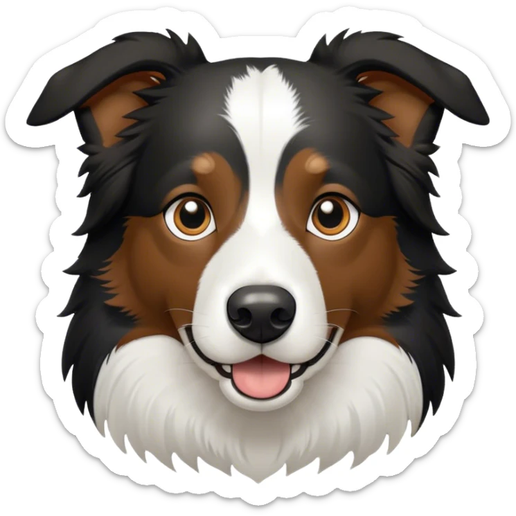 Border Collie schwarz weiß mit geklappte Ohren und braunen Augen  sticker