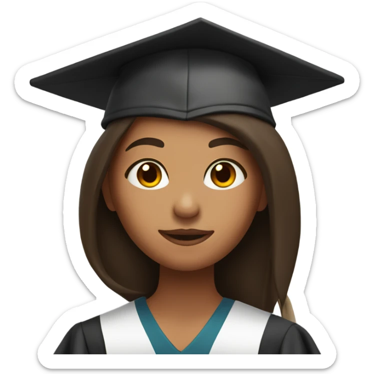 Tan skin girl with long dark brown hair in graduation cap sticker