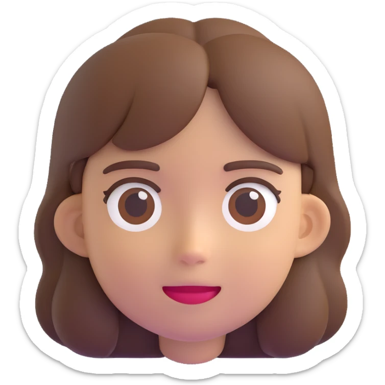 girl with brown hair, 3D emoji style sticker
