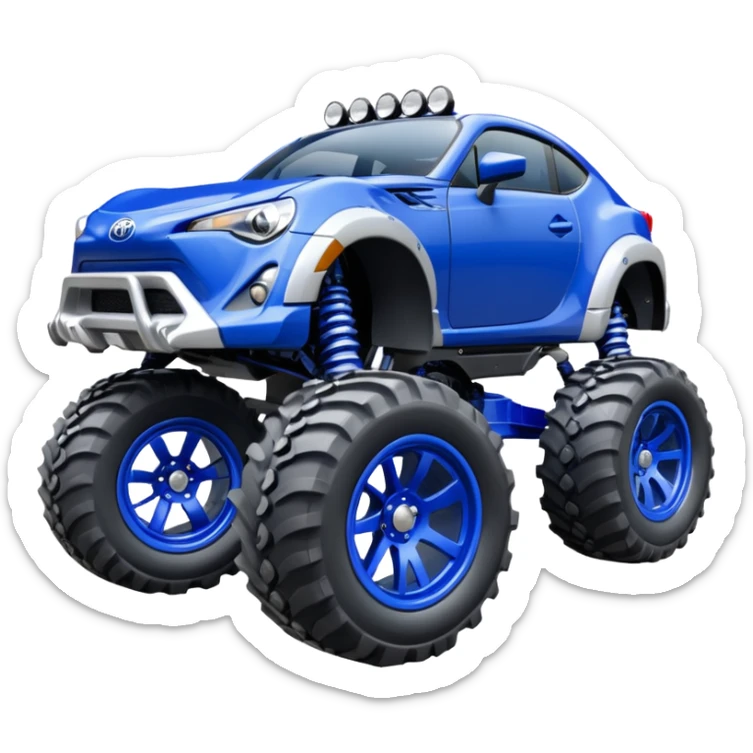 Silver Tractor wheels on monster glossy ultramarine body 2025 Toyota 86 off-road rc rally car  sticker