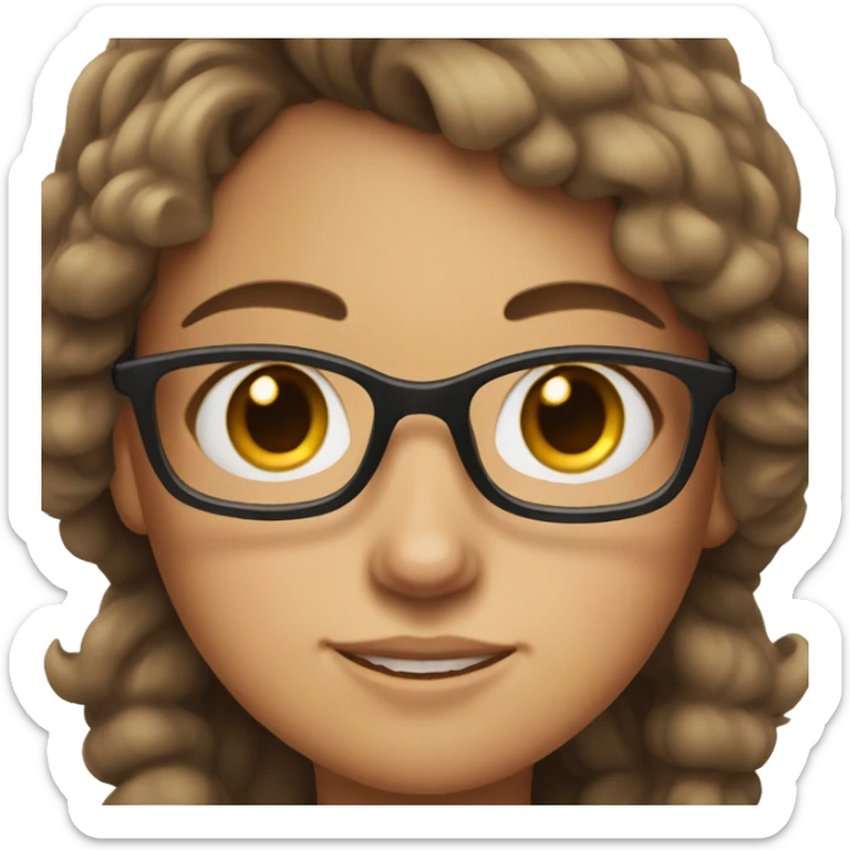 Girl with freckles and glasses and brown hair rolling her eyes sticker