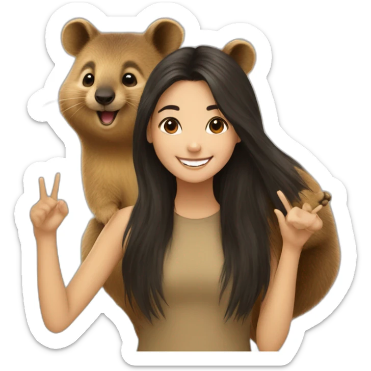 a-happy-quokka-with-happy-girl-who-is-black-long-hair sticker