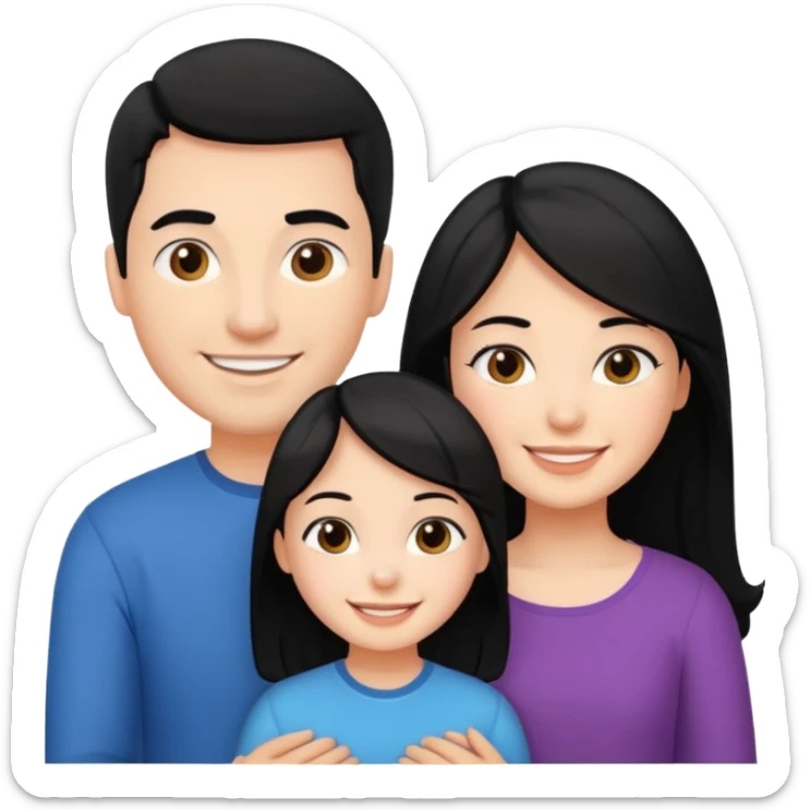 Couple of married man and woman with one kid teenager with black hair sticker
