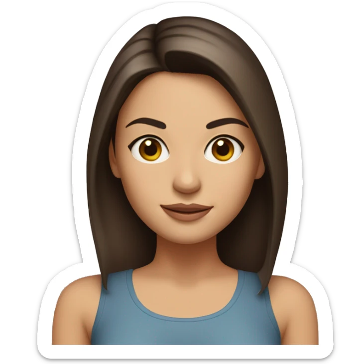 Looks like Mila Kunis, has brown eyes, straight hair below the shoulders, young mom. sticker