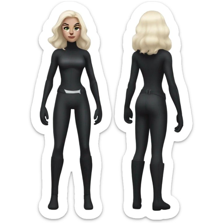 catwomen with long hair and white skin full body, dark aesthetic  sticker