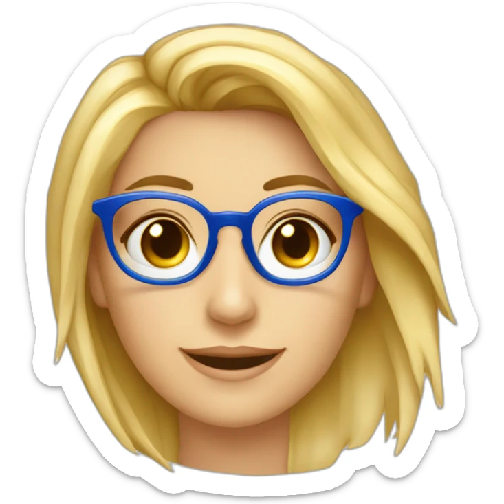 Una chica rubia de 25 años rubia con ojos azules tiene unas gafas hexagonales doradas y es ingeniería informática sticker