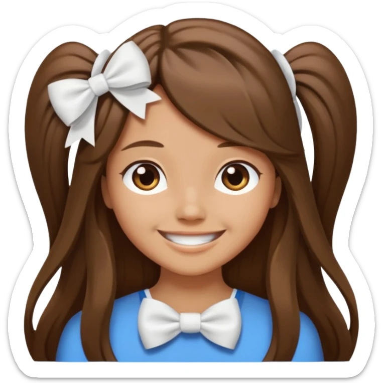 Brown long hairs with white bow from the back sticker