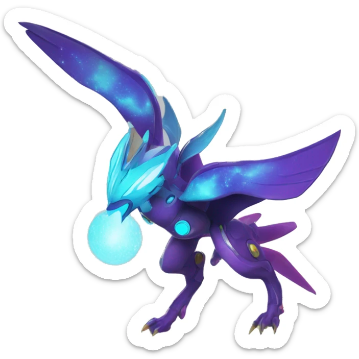 Celestial Neon Colors Vibrant Colors Flying Futuristic Fakémon-Legendary-Pokémon-Creature Full Body sticker