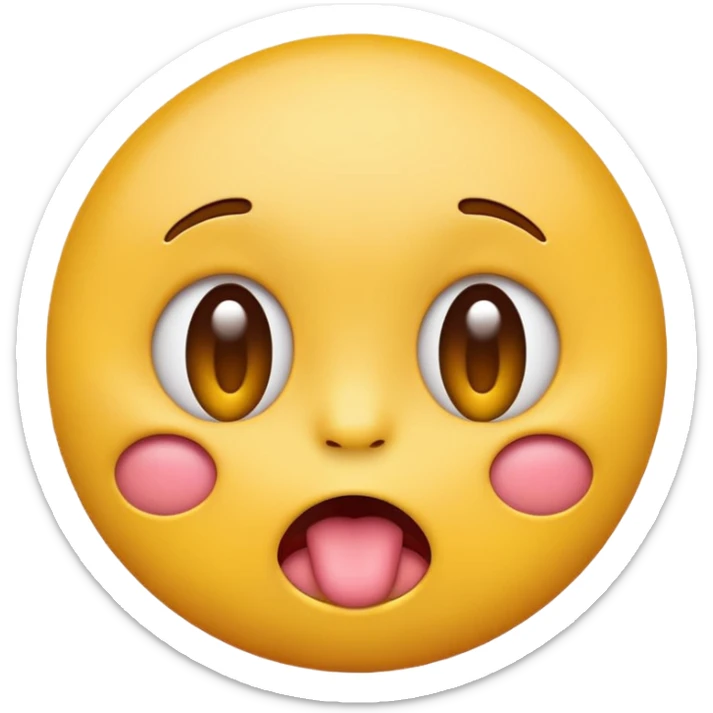 Round yellow emoji face with a bored expression, downturned mouth and tongue poking out sticker