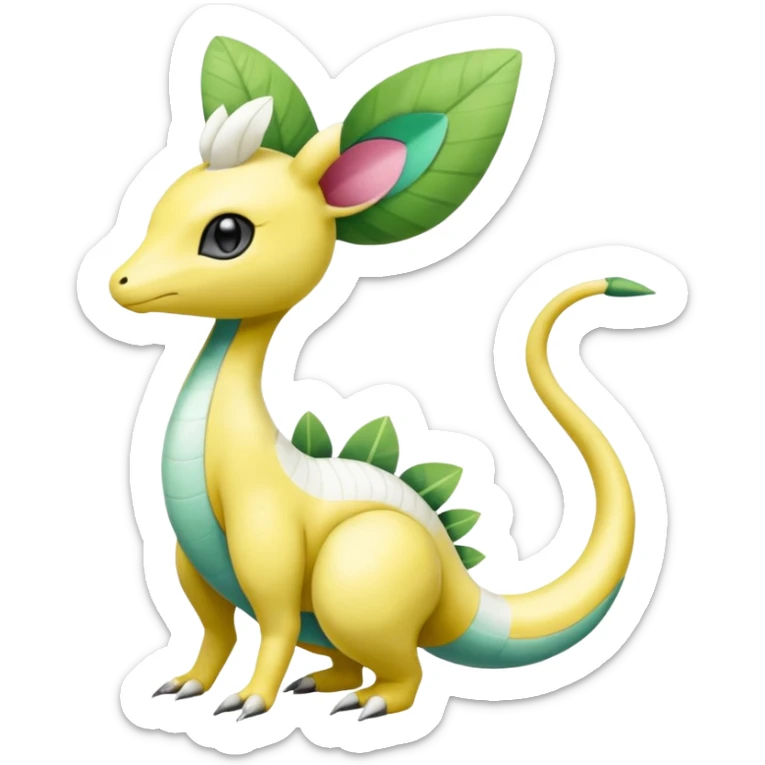 Tropical Exotic Leavanny-Gallade-Ampharos-Inteleon-Nidoqueen-Fakémon-Pokémon-hybrid-fusion-creature, full body sticker