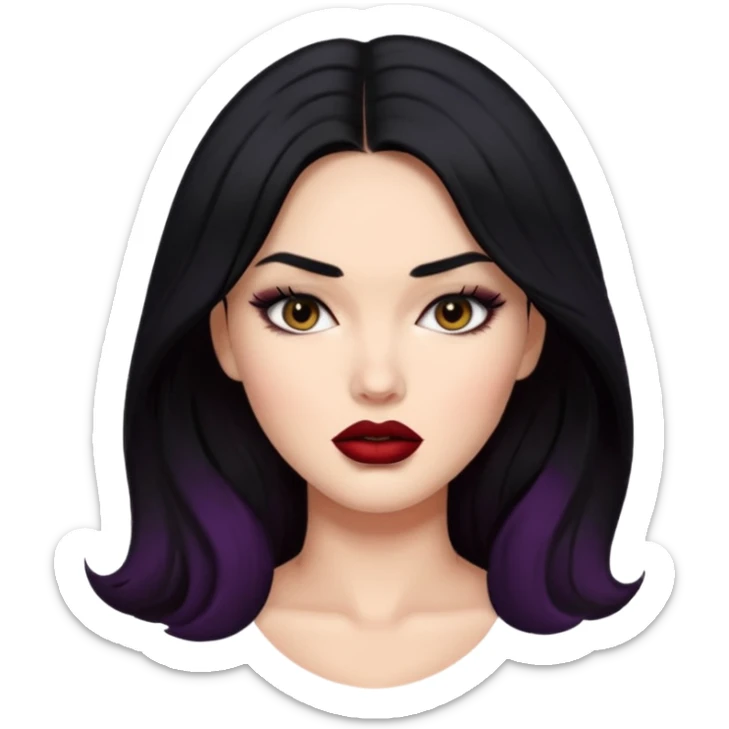“Emoji girl, femme fatale, black hair. megan fox vibes sticker