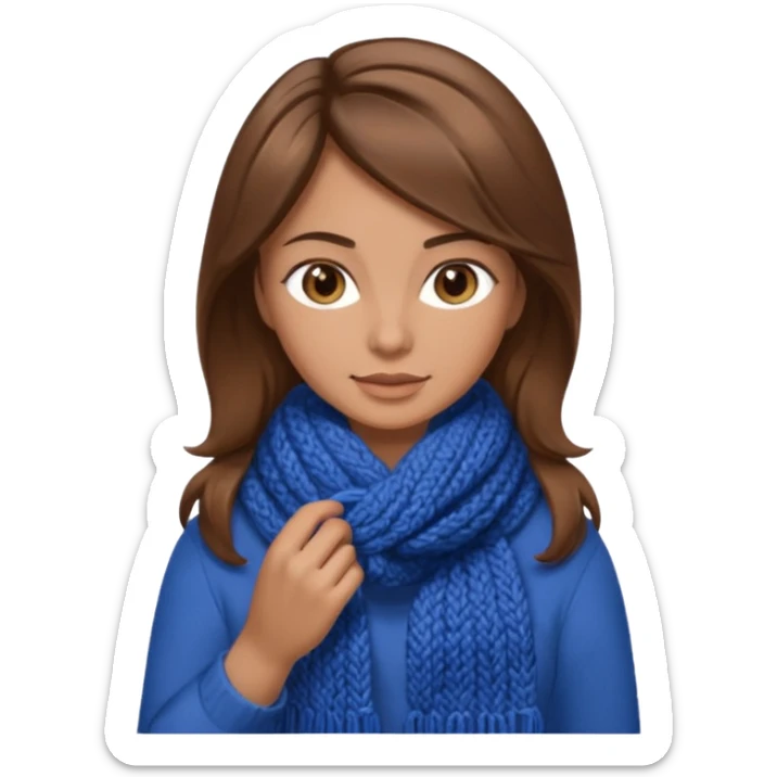  Woman with brown hair and highlights light brown eyes no glasses Knitting emoji sticker