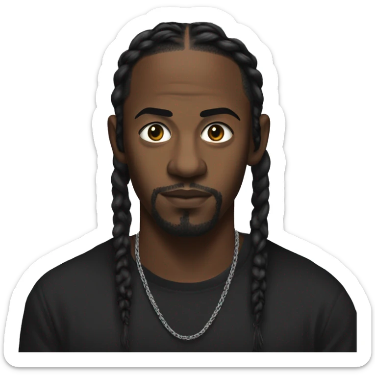 Kendrick Lamar with braids no facial hair in a black t-shirt make him wae sticker