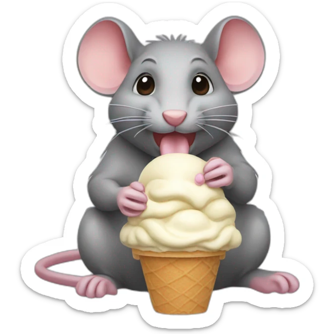 Rat eating ice cream sticker