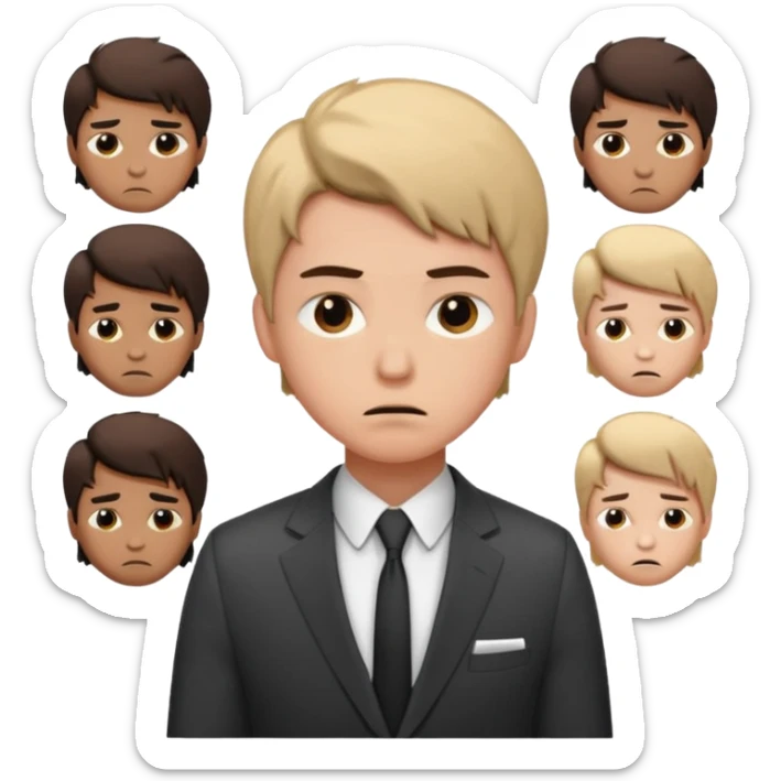 a liittle tired and frustrated entepreneur (only his face). with suit and only a little bit emotional face. young entepreneurs with various suits, but in classic colours. various hair sticker