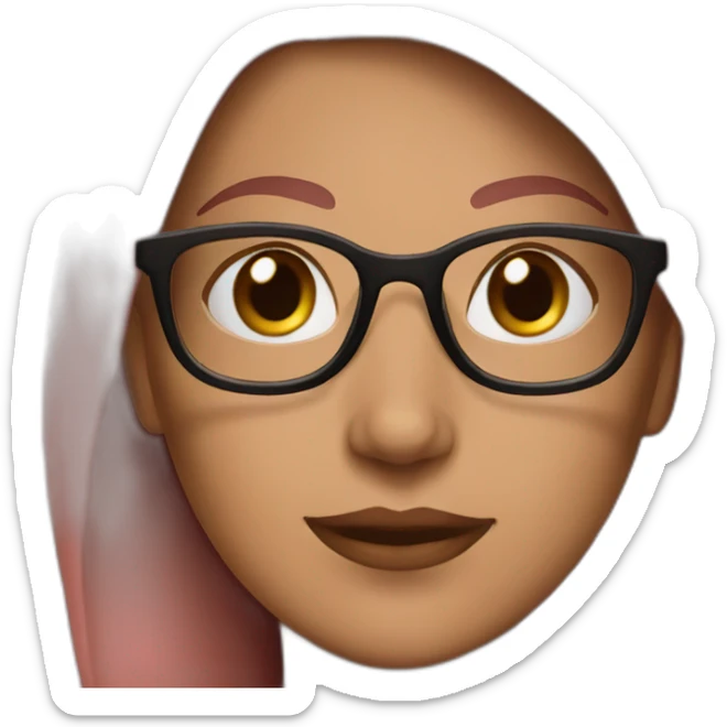 Women, white, brown-rose hair, Latin women, glasses pink sticker