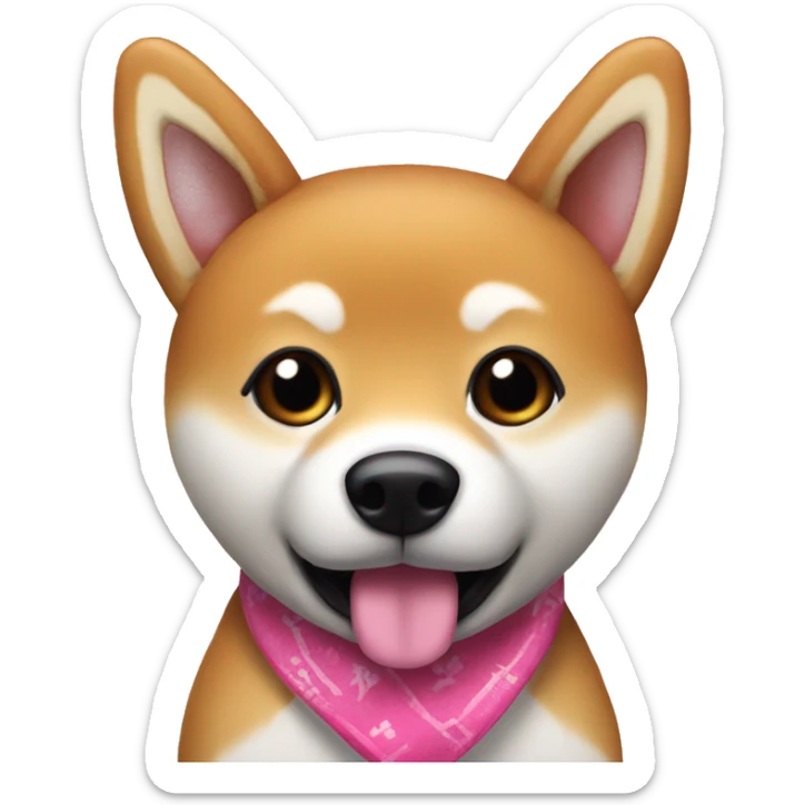 I want a potcast microphone but it has the ears of a shiba dog with a pink bandana in the neck  sticker