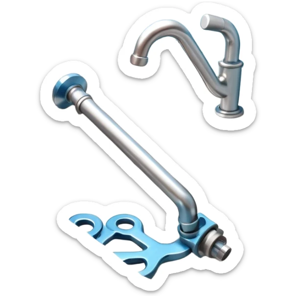 3D illustration of a metal wrench tightening a pipe under a sink, clean Pixar-like 3D style, soft shadows, simple background, plumbing tool focus, vibrant but not exaggerated

 sticker