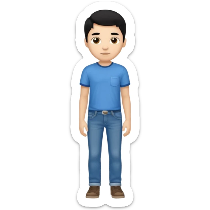light skin black hair boy full body sticker