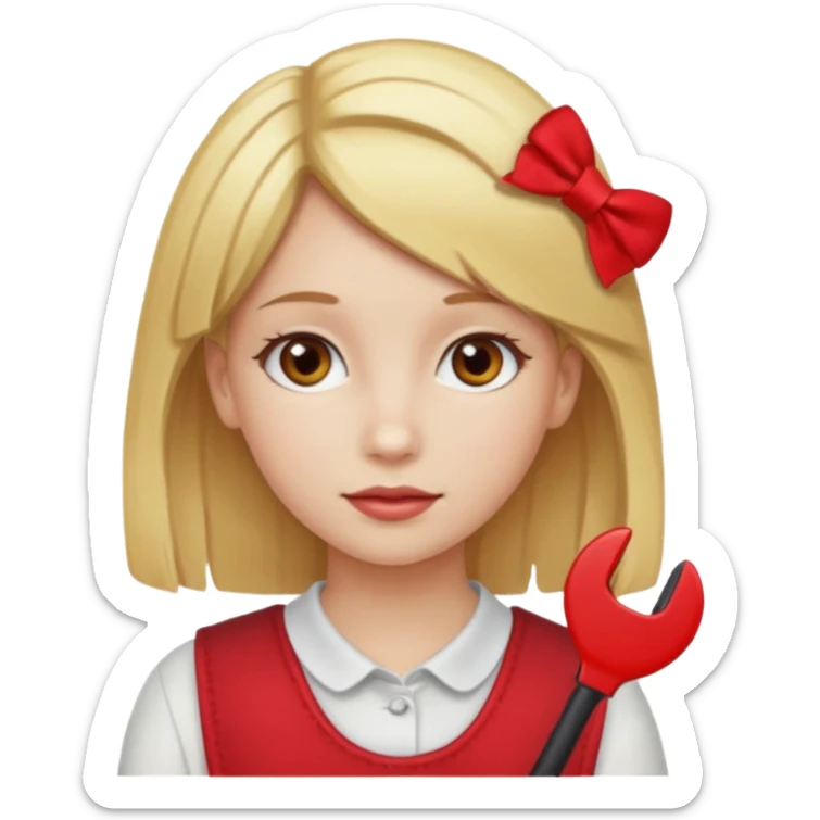  girl with blonde hair and red color hairclip sticker