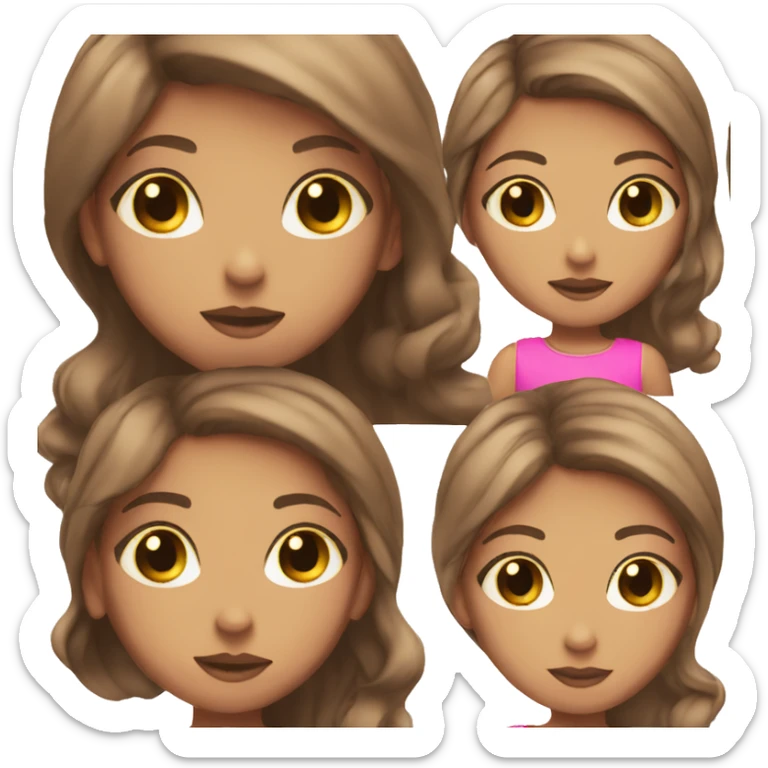 make a girl with 2a hair brown eyes with a pink top sticker